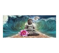 DCIDBEI Bouddha Diamond Paysage 110 x 50 cm Cascade avec Orchidées Peinture Diamant Peinture Diamant Peinture pour Adultes