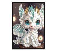 DCIDBEI Broderie Diaman Carnet de Notes A5 Dragon Blanc 5D DIY Peinture Diamant Carnet de Croquis A5 Diamant Painting Journal Intime Adulte Cahier en Cuir pour Fournitures Scolaires 50 Feuilles