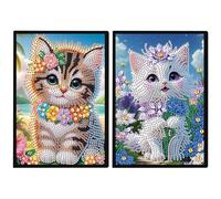 DCIDBEI Carnet Blanc Peinture Diamant 2 Pièces A5 Blanco Peinture par Numéros Journal Adulte Diamond Painting Carnet de Croquis A5 Chat Fleurs Artisanat Ensemble Débutant Cadeau Carnet de Croquis