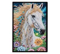 DCIDBEI Carnet de Notes A5 Blanc Peinture Diamant A5 Diamond Painting Carnet de Croquis Journal Secret Carnet de Voyage pour Adultes Cadeaux Carnet de Croquis Journal Livre Cheval