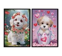 DCIDBEI Carnet de Notes A5 Peinture Diamant 2 Pièces DIY 5D Diamant Peinture Carnet A5 Journal Chiens Carnet de Croquis Journal Journal Livre Femmes Bloc-Notes Cadeaux Anniversaire Noël Carnets