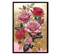 DCIDBEI Carnet de Peinture Diamant A5 Vierges Diamond Painting Carnet de Notes Journal à Couverture Rigide Broderie Diamant Carnet de Croquis Perle Diamant a Coller Carnet de Notes Fleurs Roses