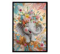 DCIDBEI Carnet Peinture Diamant A5 Carnets Vierges Éléphant Fleur Anime Diamond Painting Carnet de Notes A5 Cahier d'écriture Journal Relié Carnet de Croquis Broderie Diamant Carnet de Notes Noël