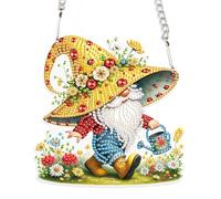 DCIDBEI Couronne de Peinture Diamant avec Chaîne Gnome Attrape-Rêves 15x15cm Diamond Painting Ornements Signes Pendentif de Fenêtre Diamant Painting Pendentif Plaque de Porte d'entrée pour Véranda