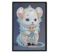 DCIDBEI Diamond Painting Carnet de Croquis A5 Souris Blanc Peinture Diamant Carnet de Notes A5 Broderie Diamant Journal Intime Livre Bricolage Cadeaux d'art papeterie Carnet Croquis Enfant 50 Feuilles