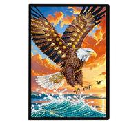 DCIDBEI Diamond Painting Carnet de Notes A5 Blanc Diamant Painting Journal Intime Adultes Carnet de Notes Journal Peinture Diamant Carnet Croquis Cahier 50 Feuilles Aigle Coucher de Soleil