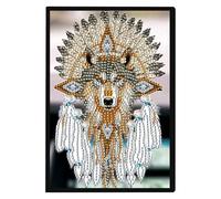 DCIDBEI Diamond Painting Carnet de Notes DIY Broderie Diamant Carnet de Croquis Vierge Loup Attrape-rêves Perle Diamant a Coller Carnet de Voyage Journal en Cuir pour Bureau Scolaires 50 Feuilles