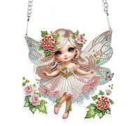 DCIDBEI Diamond Painting Plaque Murale Elfe Fée Ange 15x15cm DIY Diamant Peinture Couronne de Porte Couronne Murale avec Chaîne Diamond Painting Ornements Diamant Peinture Pendentif Plaque de Porte