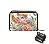 DCIDBEI Diamond Painting Porte-Cartes Perle Diamant Étui Carte Bancaire pour Femme et Homme Painting Diamant Porte-Cartes avec 10 Compartiments Étui Métallique pour Cartes et Visites Hibou Chouette