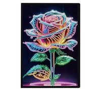 DCIDBEI DIY A5 Carnets Blanc Diamant Peinture Cahier Broderie Point De Croix École Papeterie Journal Carnet De Croquis A5 Carnet Intime Fille Anniversaire Journal Livre Rose Fleurs