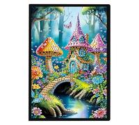 DCIDBEI DIY A5 Diamant Painting Carnets Vierges Diamond Painting Carnet de Notes A5 Champignon Maison Broderie Point De Croix École Papeterie Journal Carnet de Croquis A5 Champignon Maison