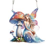 DCIDBEI DIY Diamant Peinture Pendentif Fée 15x15cm 5D Diamant Peinture Signes 5D Diamant Painting Couronne Ange Diamond Painting Ornements Elfe pour Débutants Fenêtre Porte Hanging Décoration