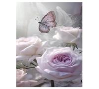 DCIDBEI Grand Diamond Painting Fleurs Violet Rose 40 x 50 cm Peinture Perles Adultes Fleurs Rose Daiments Peinture Adulte Rose Diamond Painting Fleurs Roses Papillons Mélancolie Rêve calme