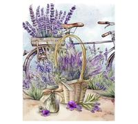 DCIDBEI Grande Format Peinture Diamant Fleurs Violettes 40x50cm Diamant Painting Fleur Violette Diamond Painting Fleurs Adultes Lavande Vélo Rétro en Attente d'amour Cœur à Cœur Broderie Diamant