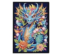 DCIDBEI Journal de Peinture Diamant Strass A5 Dragon Blanc Diamant Painting Carnet 5D Diamond Painting Carnet de Notes Carnet de Croquis Cahier Broderie Diamant Animaux Dragon Journal Intime