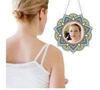 DCIDBEI Kit Complet Broderie Diamant Miroir Salle de Bain, 3.94 Inch Perle Diamant a Coller Fleurs,Miroir avec Cadre en cristal pour Salle de Bain, Chambre ou Dressing,Mandala