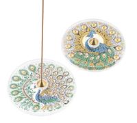 DCIDBEI Lot de 2 Painting diamant Adulte Porte-encens Paon Brûleur d'encens pour Bougie Chauffe Plat ou Charbon Support Encensoir Bâtons d'encens Support Palo Santo, cônes d'encens Paon