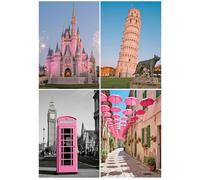 DCIDBEI Lot de 4 Broderies Diamant Tour de Pise 40x50cm Peinture Diamant Paysage italien Château Rose DIY Diamond Painting Paysages Londres Broderie Images Rue avec Parapluies Painting Art Paysage