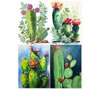 DCIDBEI Lot de 4 Diamond Painting Plante Verte 30x40 cm Perle Diamant a Coller Plantes Fleurs Triptyque Peinture par Numero Adulte Cactus Diamond Painting Cactus Loisirs Créatifs Adultes Enfant