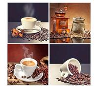 DCIDBEI Lot de 4 Peintures Diamant Adultes 40x40cm Diamond Painting Cuisine Cafe Peinture Par Numéros Cafe images pour Adultes Café Toile Vintage Diamond Painting Pause Café Broderie Diamant Cafe