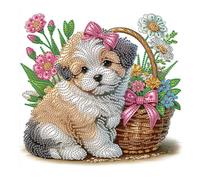 DCIDBEI Lot de 4 peintures diamant chien spécial 30 x 30 cm Peinture diamant par numéros chiens Diamond Painting Chien Labrador Fleurs Broderie Puzzle Diamants Chien Toile Animaux