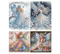 DCIDBEI Lot de 4 Peintures Diamant Fée Papillon Forme Spéciale 30x40cm Peinture par Numéros Angel Tableau Diamant Elfe Painting Diamant Fée Papillon Perle Diamond Femme Diamond Painting Femme