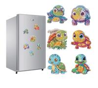 DCIDBEI Lot de 6 Diamond Painting Aimants de Réfrigérateur Colorés et Puissants pour Décoration de Cuisine ou de Bureau Motif Aimants Décoratifs pour Réfrigérateur Tortue