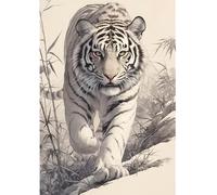 DCIDBEI Peinture diamant 5D Grand Tigre Blanc 40x50cm Figure d'art Peinture par Numéro Tigre Adulte Peinture par Numéros Animaux Tiger à Broder Tableau Diamanter Grand Chat Courage et Eonstance
