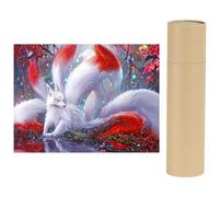 DCIDBEI Peinture diamant à faire soi-même - Motif renard - 50 x 40 cm - Avec boîte d'emballage - Peinture diamant 5D - Peinture par numéros - Mosaïque - Adultes - Animaux renard à neuf queues