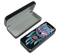 DCIDBEI Peinture Diamant Adulte Étui à Lunettes en Cuir étui Diamond Painting Mini Boîte pour Lentilles étui Rigide pour Lunettes de Soleil Boîte de Rangement Attrape-rêves Loup