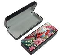 DCIDBEI Peinture Diamant Adulte Étui à Lunettes en Cuir étui Diamond Painting Mini Boîte pour Lentilles étui Rigide pour Lunettes de Soleil Boîte de Rangement Oiseaux et Fleurs Rouges