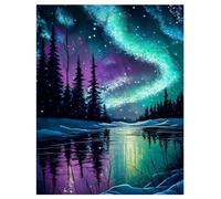 DCIDBEI Peinture Diamant Auror 40x50cm Peinture par Numéros Paysage et Nature Perle Diamant a Coller Paysage Mosaïque Artisanat Diamond Painting Fluorescente Diamond Painting Paysage Montagne
