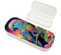 DCIDBEI Peinture Diamant Boîte à Crayons avec Couvercle en Plastique Peinture par Numéros Boîte de Rangement pour Stylos Boîte à Crayons de Bureau Colorée pour Papeterie Perroquet