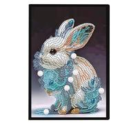 DCIDBEI Peinture Diamant Carnet de Notes A5 Blanc Diamond Painting Carnet Lapin Broderie Diamant Carnet Lapin Carnet de Croquis A5 Journal Intime Adulte pour école de Bureau (50 feuilles)