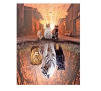 DCIDBEI Peinture Diamant Carré 40x50 cm - Lion, Tigre et Léopard - Tableau sur Toile