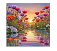 DCIDBEI Peinture Diamant Chemin de Fleurs 40x40cm Diamond Painting Adultes Fleurs Peinture par Numéros Puzzle Chemin de Fleurs pour Adultes Fleurs Tout le Chemin Meilleurs vœux pour la Vie