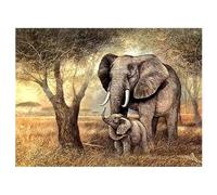 DCIDBEI Peinture Diamant Éléphant Mère 50x40cm - Diamond Painting par Numéros Adulte - Broderie Point de Croix Mosaïque Animaux