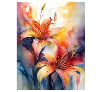 DCIDBEI Peinture Diamant Fleurs de Lis 40x50cm Diamond Painting Adultes Fleurs Peinture par Numéros Fleurs BPuzzle Lis Victoire Honneur Richesse Prospérité Diamond Painting Fleur lis Calla