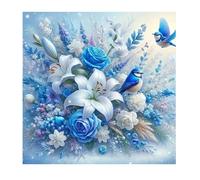 DCIDBEI Peinture Diamant Fleurs Lis Bleu 40x40cm Peinture par Numéros Fleurs Lis Diamant Painting Fleurs Lis Broderie Adultes pure élégante Loyauté Saint Bonheur Tableau Perle Diamant Fleur de Vie