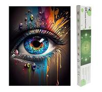 DCIDBEI Peinture Diamant Fluorescente Grande Format 40x50cm Peinture par Numéros Pop Art Diamond Painting Graffiti Street Art Peinture Diamant Oeil Beaux Yeux - Fenêtre sur l'Âme Oeil de Femme