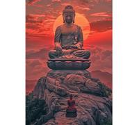 DCIDBEI Peinture Diamant Grand Bouddha 40x50cm DIY Peinture par Numéros Bouddha Diamond Painting Nature Coucher de Soleil Adulte Bouddha Broderie Point de Croix Sagesse Bodhi Compassion