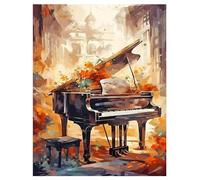 DCIDBEI Peinture Diamant Grand Format Piano 40x50cm Diamant Painting Adultes Musique Peinture par Numéros Musique Piano Diamant Painting Adultes Vintage Piano Tableau en Perles à Coller Piano