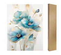 DCIDBEI Peinture Diamant Grande Adultes Fleurs Bleu Or 40x50cm Peinture par Numéros Fleurs Diamond Painting Fleurs Bleu Or Décoration de Salon Moderne Orchidées Modernes Toile Diamant Fleurs