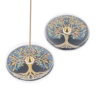 DCIDBEI Peinture Diamant Lot de 2 Brûleurs d'encens en Mosaïque pour Adultes Bol d'encens Diamond Painting Support Encensoir Porte-Encens Brûleur d'Encens en Bâton Arbre de Vie