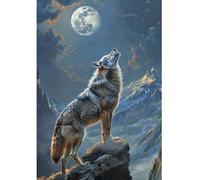 DCIDBEI Peinture diamant Loup Twilight 40 x 50 cm Bricolage Adulte Mosaïque Puzzle Strass DIY Diamant Peinture Loup Lune Autocollant Broderie Point de Croix Loup Puissant Solitaire Diamant Peinture
