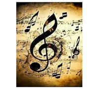 DCIDBEI Peinture Diamant Notation Musicale 40x50cm Diamond Painting Artisanat Musical Adultes Femmes Peinture par Numéros Adultes Notation Musicale Daiments Peinture Musique Vintage