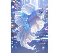DCIDBEI Peinture Diamant Poisson 40x50cm Diamond Painting 5D Grand Poisson Koi Puzzle Strass Peinture par Numéros Anchois Point de Croix Poisson Artisanat Toile Bonne Chance et Succès Broderie Animaux