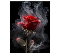 DCIDBEI Peinture Diamant Roses Fleur 40x50cm Diamond Painting Adultes Flowers Peinture Numéro Fleur Rose Rouge Perles Images Adultes Artisanat Rose Je t'aime Amoureux Fidèle Bouquet de Fleurs