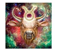 DCIDBEI Peinture Diamant Signe du Zodiaque Taureau 40x40cm Diamond Painting Taureau Zodiaque Peinture Diamant Signes Zodiaque Enfants Filles Perles Diamant Zodiaque Diamond Painting Fluorescent Nuit