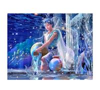 DCIDBEI Peinture diamant Signe du Zodiaque Verseau 40 x 40 cm Diamond Painting Verseau Zodiaque Adultes Peinture Diamant Signes Zodiaque Broderie Diamant Brillant Diamond Painting Fluorescent Pop Art